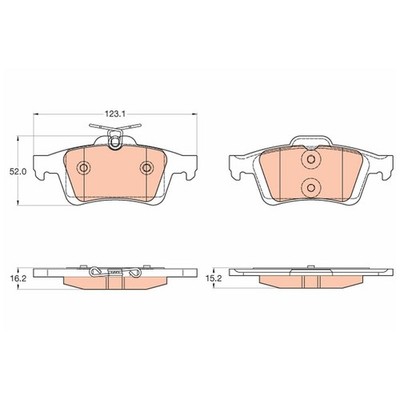 TRW Bremsbelagsatz Bremsklötze hinten MEAV6J2M008AA MEAV6J2M008BA 24853215