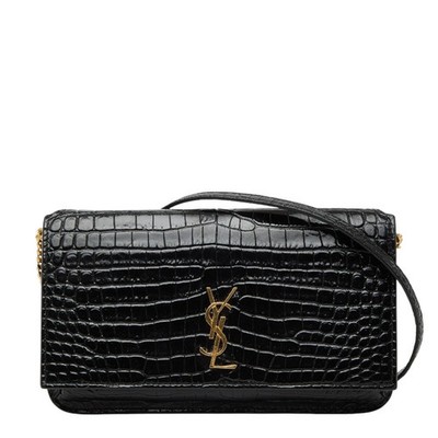 Saint Laurent YSL logo crocodile embossed chain shoulder bag with ... GZl1fdfw