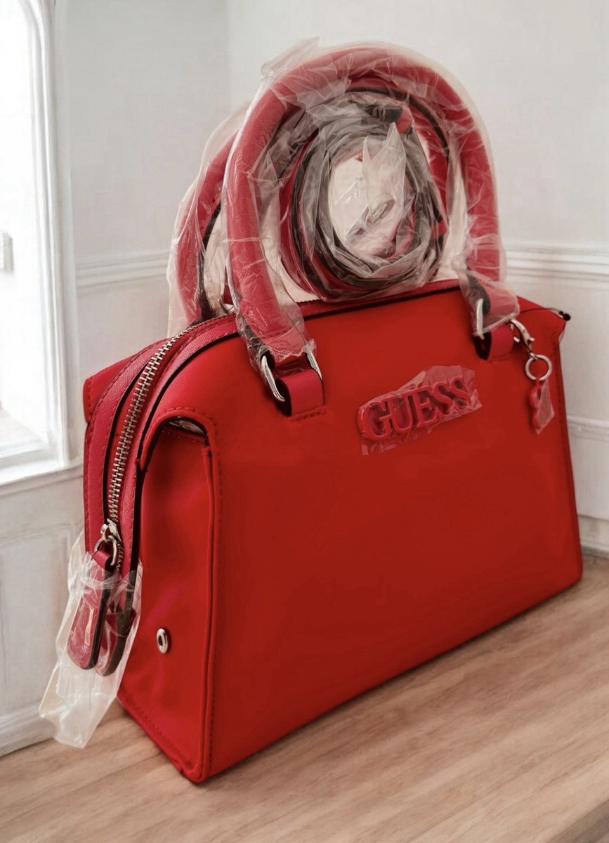 GUESS Roderick Medium Satchel Crossbody Hand Bag Passion Red - Main Image