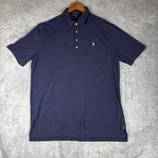 Polo Golf Ralph Lauren Stretch Lisle SS Polo Men's XL Navy Blue w/ Green Pony
