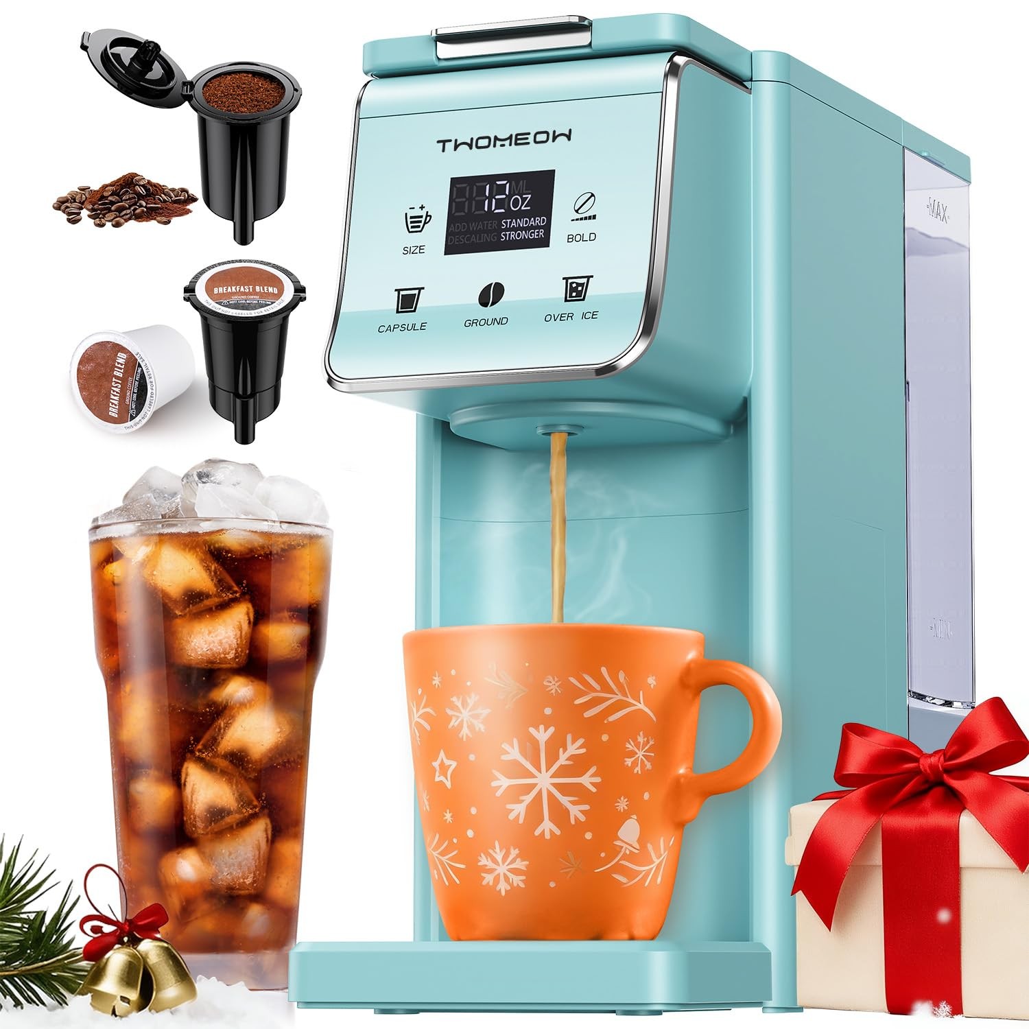 With Bold Setting, Single Serve Hot & Iced Coffee Maker Fo...