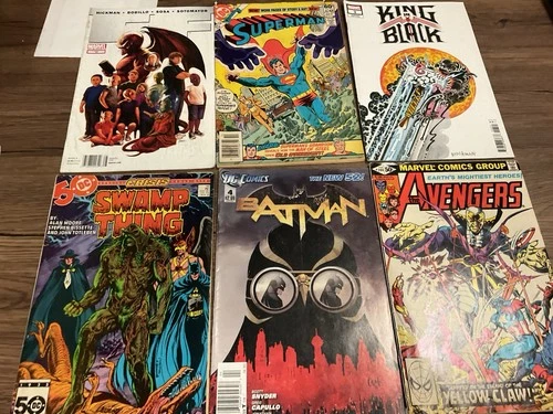 Lot Of 6 Comic Books Batman Avengers Swamp Thing Superman Vtg Comics