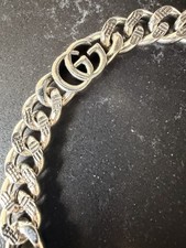 Bracciale Gucci GG Logo Argento Metallo Curb Catena 21cm Italiano Firmato No Stone