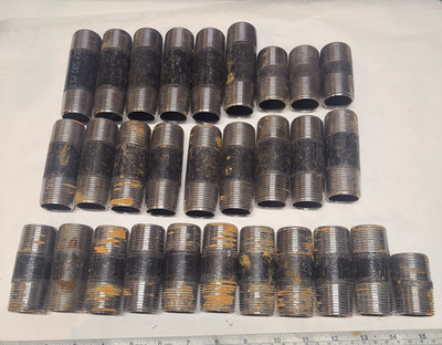Lot of (29) 1'' NPT NOS BLACK  PIPE NIPPLE SCH 40, 2'', 2-1/2'',3'', 3-1/2'' & 4''