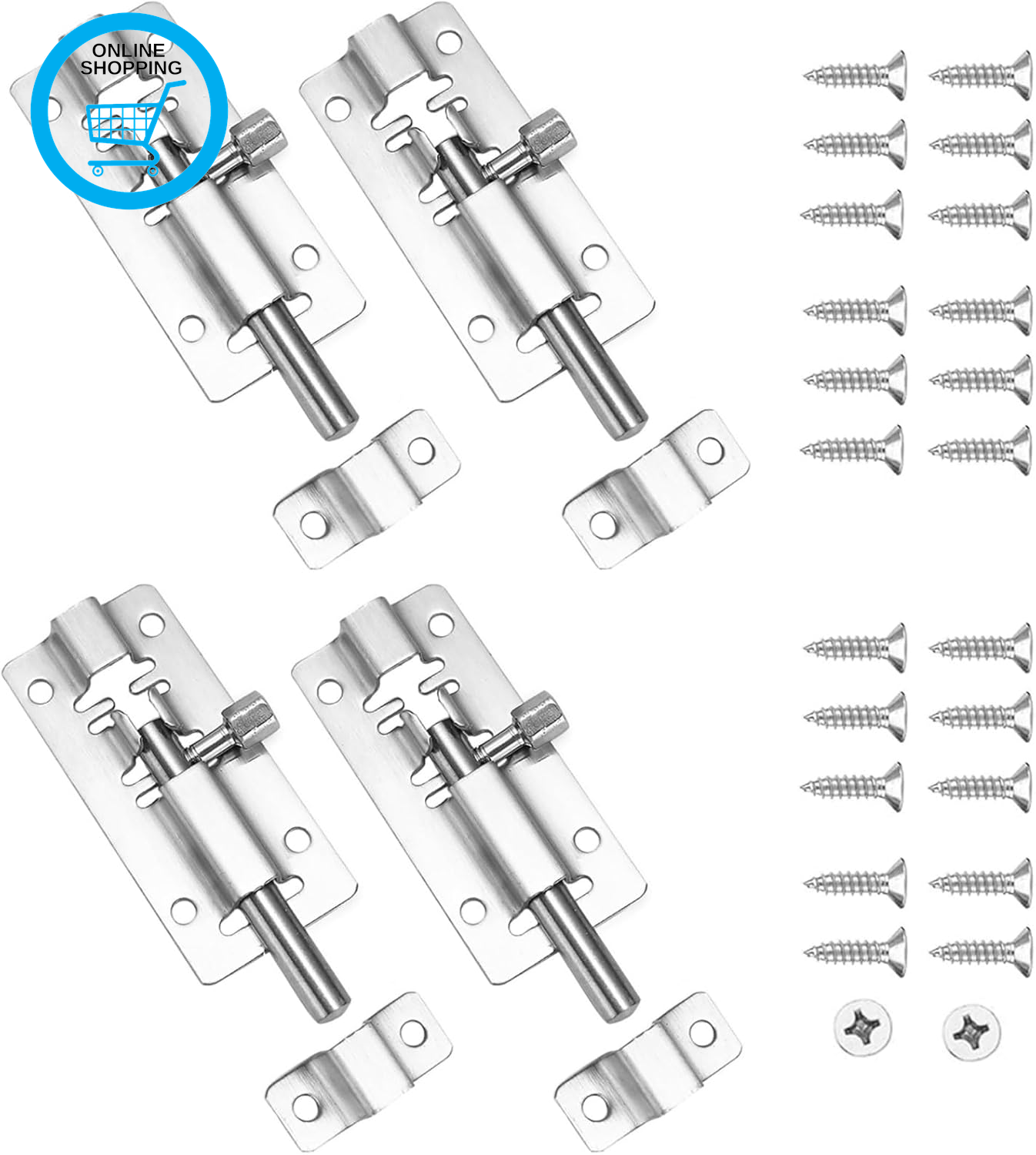 4 PCS Gate Bolt,Door Lock Bolts Gate Latch Lock Sturdy and Durable Door Bolt Doo