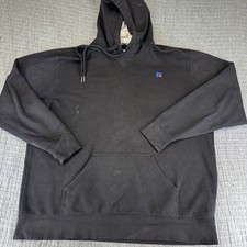 Vintage 80s 90s Russell Blank Black Hoodie Mens Size 2XL Sweatshirt EUC