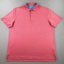 Johnnie O Wingo Print Golf Polo Shirt Mens XL Pink Red SS All Over Print Stretch