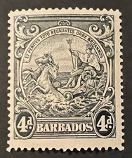 Travelstamps: 1938 Barbados Stamps Sg 253 - 4d Badge of the Colony Mint MOGVLH