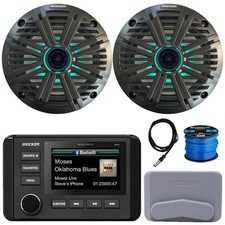 Kicker Weather Resistant Receiver, 2x 6.5" 195W Speakers, Charcoal Grille, Wire