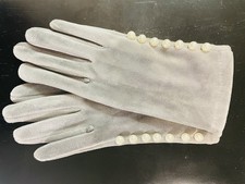 Vintage Style Gray Velvet Pearl Gloves