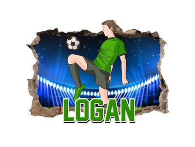 Personalisiertes Wandtattoo Fußball Design beliebiger Name 3D-Aufkleber Vinyl Schlafzimmer 11