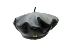 NEUF BERET CHRISTIAN DIOR 73DRM910A700 en CUIR NOIR T56 CHAPEAU HAT CAP NEW 790€