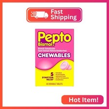 Pepto Bismol Chewable Tablets, Upset Stomach Relief, Nausea Relief, Heartburn Re