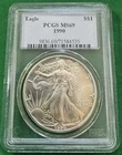 1990 American Silver Eagle - PCGS MS69 Older Blue Label Nice Light Toning