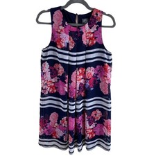 Vince Camuto Multicolor Floral Striped Sleeveless Short Shift Dress Size S