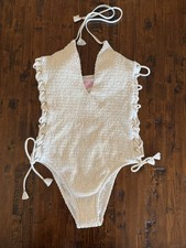 Victoria s Secret Swimsuit Ruched Haulter One Piece Sz Large Color Ivory