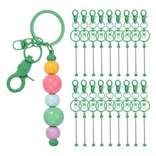 18Pcs Beadable Keychains, DIY Beaded Keychain Making Kit, Candy Green