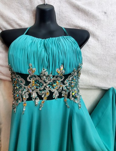 FabuLuxe Couture Ball Festlich Party Kleid Gr. XL Türkis/Cyan Bodenlang - Bild 17 von 17