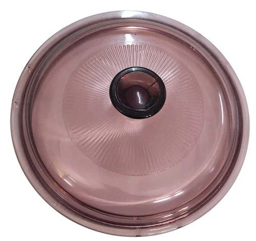 PYREX Glass Pot Lid Cranberry 6 3/8” No Cracks Chips V1C 23 Vintage