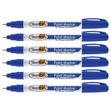 Thornton's Art Supply Oil-Based Paint Marker, Extra Fine Point Blue Ink, 6 Count