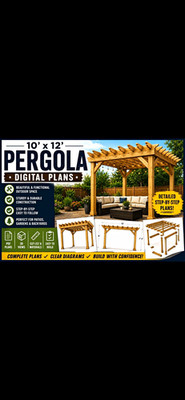 10 ft x 12 ft Pergola DIGITAL PLANS ONLY w/ Cut List, Material List, Step Guide