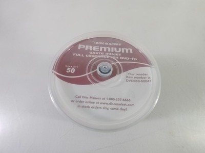Neu Disk Makers Premium Weiß Tintenstrahl Volle Abdeckung 16X Dvd-R's (50 CT)