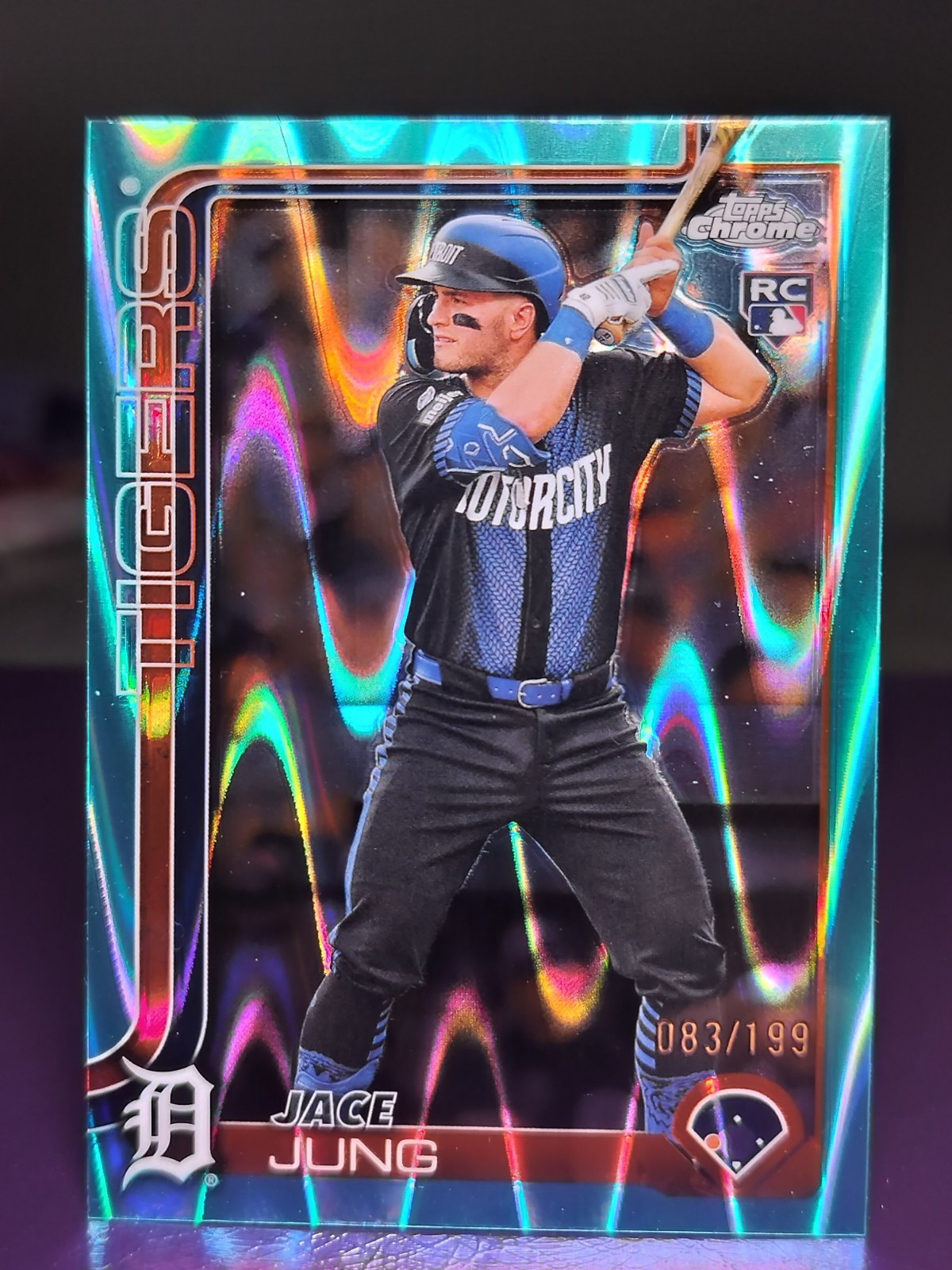 2025 Topps Chrome Aqua Raywave Refractor Jace Jung /199 (225) Tigers RC