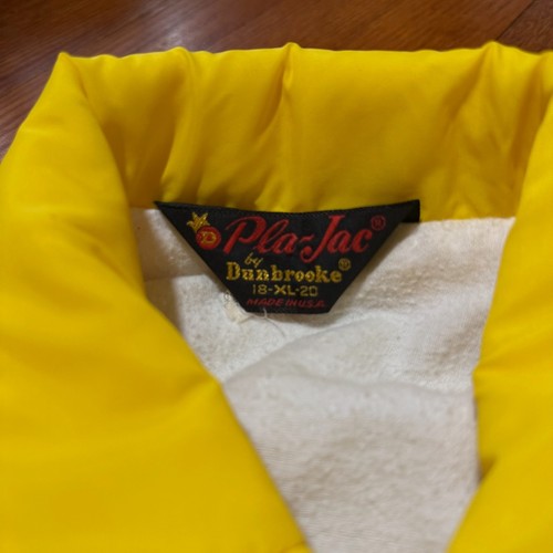 Vintage Pla-Jac by Dunbrooke Yellow Nylon Coach Jacket Size 18-XL-20 USA Made - Picture 2 of 7