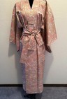 VINTAGE Visiting kimono robe, dyed pongee, ripped pattern, pure silk, pink — photo 2