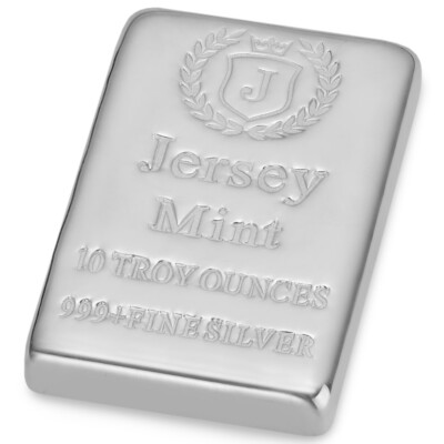 Jersey Mint 10 oz 0.999 Silver Bullion Casted Bar - Free Shipping
