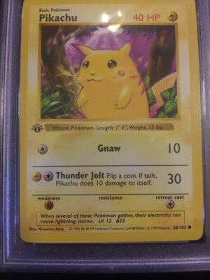 1st Edition Shadowless Pikachu Psa 7 Red Cheeks POP 45 Base Set