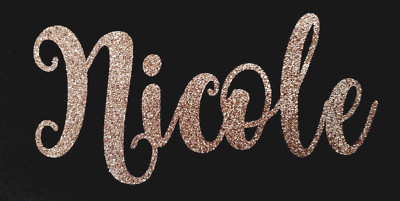 ROSE GOLD PERSONALISED NAME TEXT GLITTER IRON ON HOTFIX TRANSFER ...