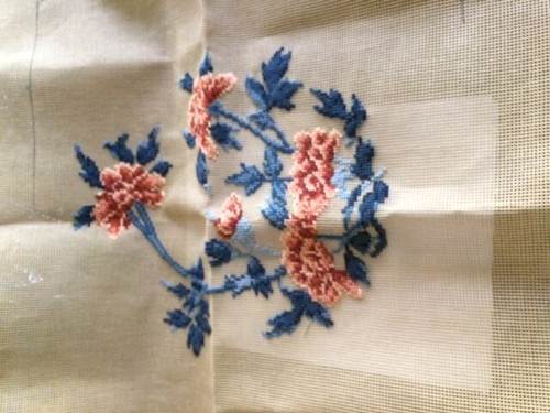 Brunswick Floral Preworked Needlepoint Canvas D5