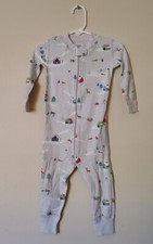 Hannah Andersson Christmas Zip Up One Piece Pajamas Blue Winter Scenes 18-24 Mo.