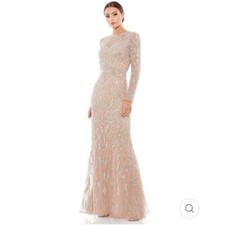 Mac Duggal Size 10 Beaded Long Sleeve Evening Gown Mocha 5124 600$ MSRP