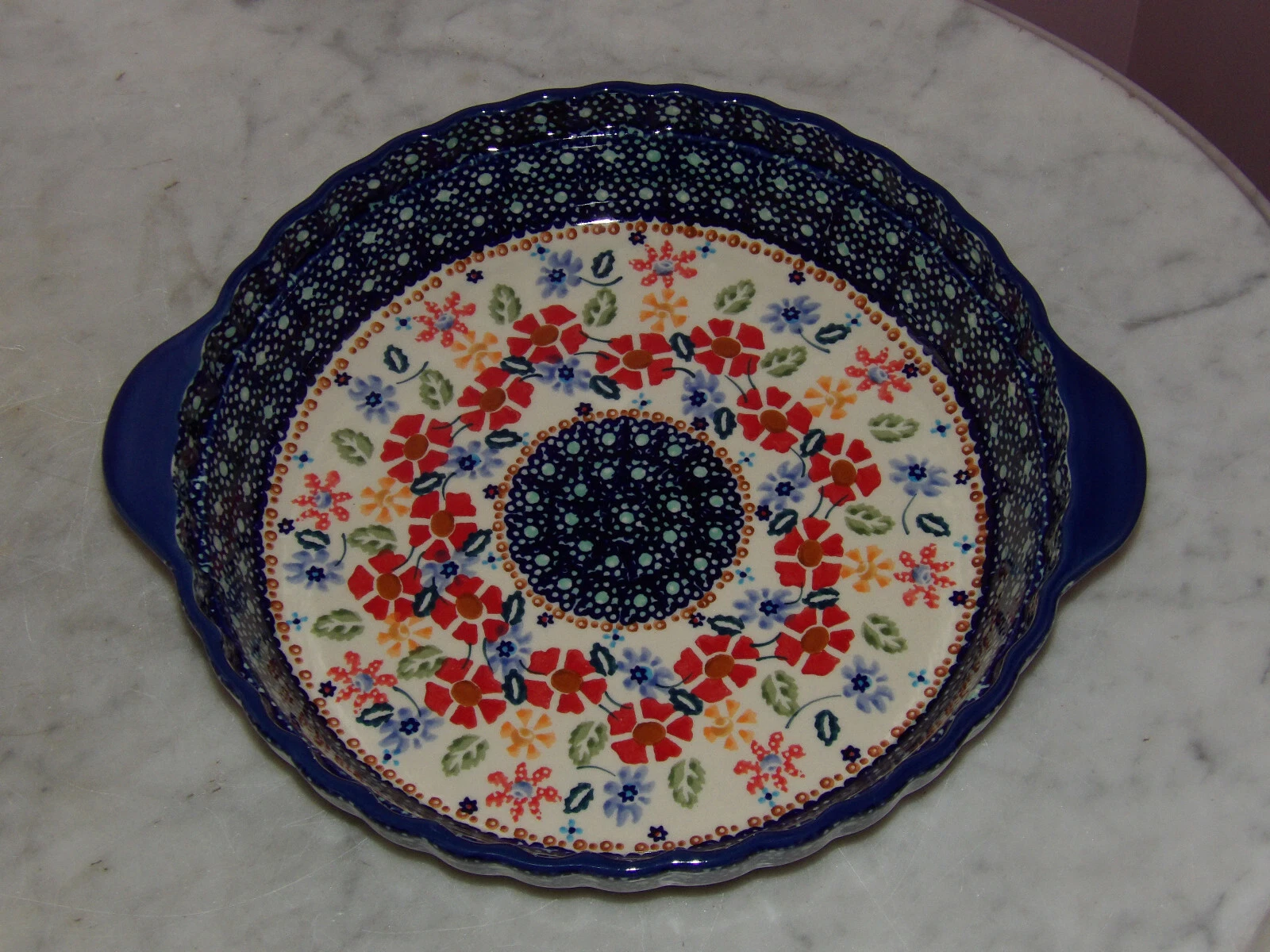 Polish Pottery Deep Dish Pie Baker! UNIKAT Signature Drewbie Pattern!