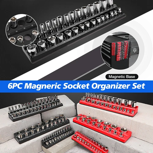 6pc/3pc Magnetic Socket Organizer Storage Holder 1/4" 3/8" 1/2" Drive SAE Metric - Picture 5 of 15