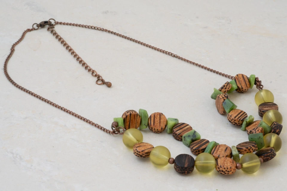 Ágata de madera verde y marrón retro años 60 renacimiento otoño locos mod GoGo Art Deco Foto 2 de 4