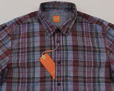Men's HUGO BOSS ORANGE Colors Plaid Shirt Small S NWT NEW 135 CLIFFE Awesome