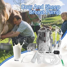 14L Cow Milking Machine Goat Milker Stainless Steel Bucket Adjust Suction Powe