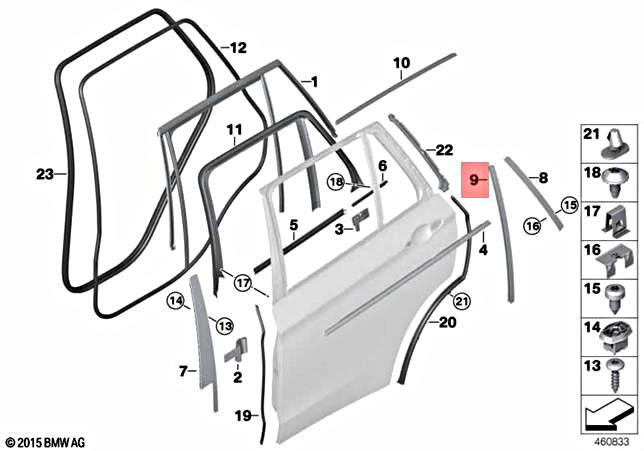 BMW OEM 14-16 X5 Exterior-Rear-Applique Window Trim Panel Left 