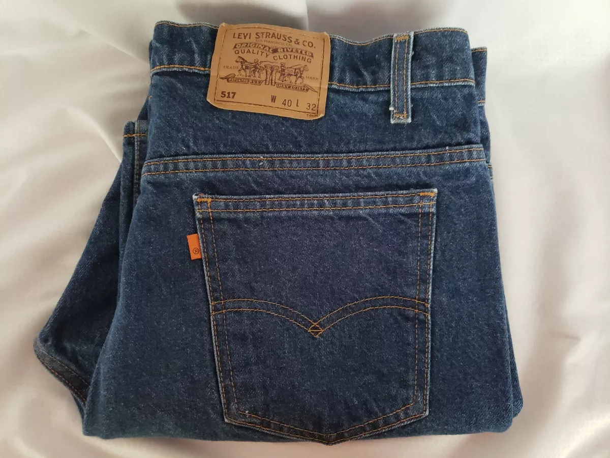 Levi s 517 Bootcut Jeans Dark Blue Denim Men s 40 x 32 Blank Orange Tab