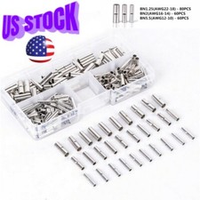 200Pcs 22-10 AWG Bare Copper Wire Splice Butt Connectors Ferrule Crimp Terminals