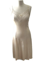 Maidenform 34 Something Special Full Lace Slip Nude Silky Nylon Union Made Vtg
