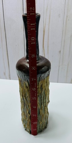 Vintage Vaso ceramica cilindro verde pietra funky/scala fatto a mano firmato artista - Foto 11 di 12