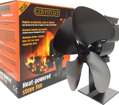 Heat Powered Black Cosystove 4 Quad Blade Eco-Friendly Log Woodburning  Stove Fan 5060183759954 | eBay