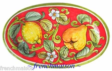 Italian Handmade Handpainted Ceramic Lemon Pear Tuscan Sun Pottery Plate Dish