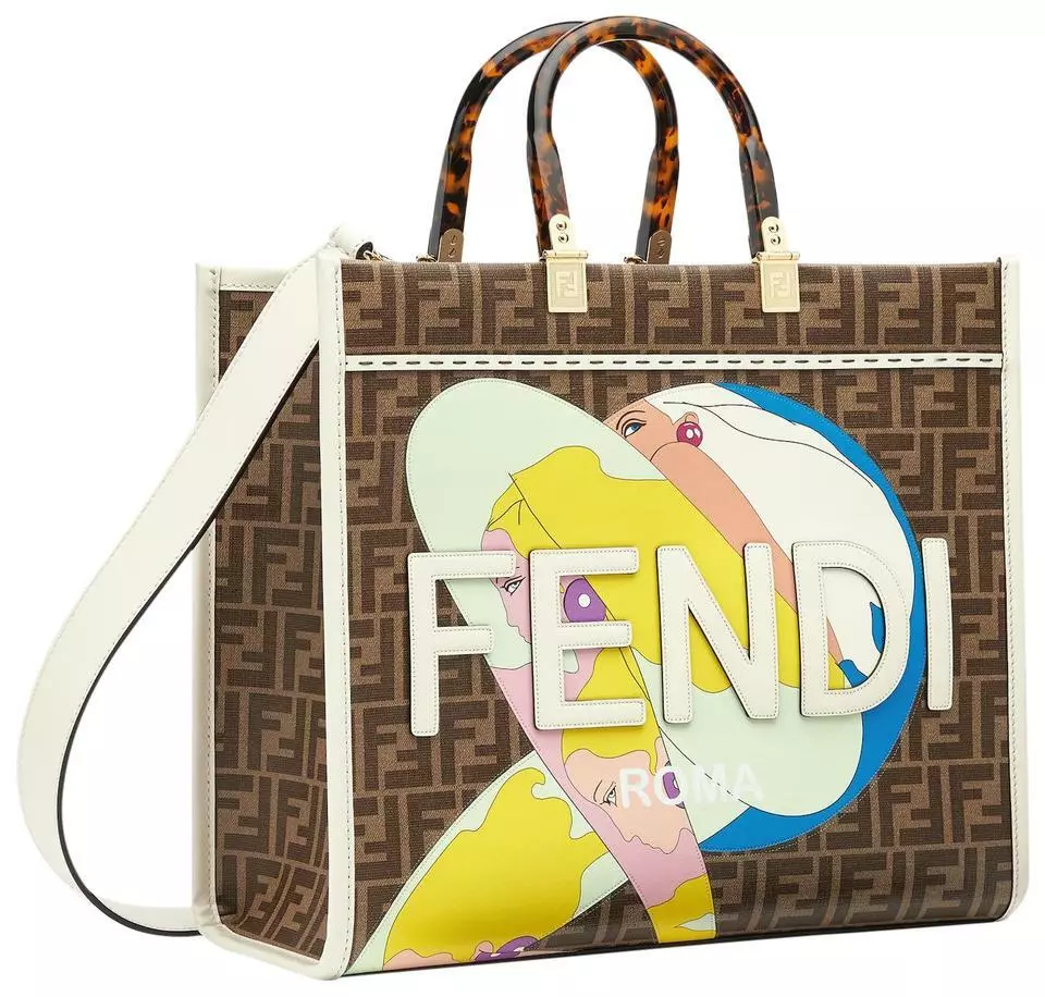 Fendi Sunshine Plexiglass Leather Shoulder Tote Bag