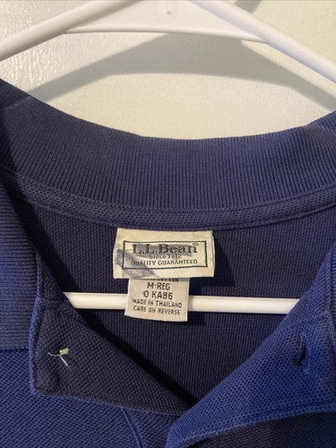 L.L Bean Jersey Knit Golf Men’s Shirt Size Medium Navy Blue Great Condition - Picture 2 of 3
