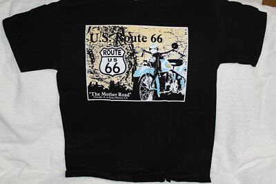 MOTORCYCLE US ROUTE 66 THE MOTHER ROAD AMERICA USA MAP T-SHIRT
